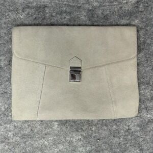Vtg The Limited Suede‎ Clutch Bag Purse Hobo Hippie Gray Handbag Y2K
